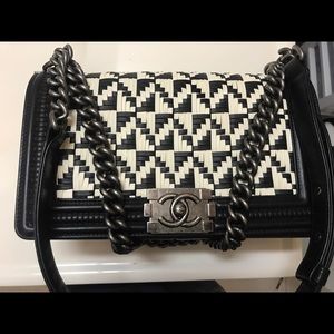 2016 Chanel Boy Medium Bag Black & White Full Set